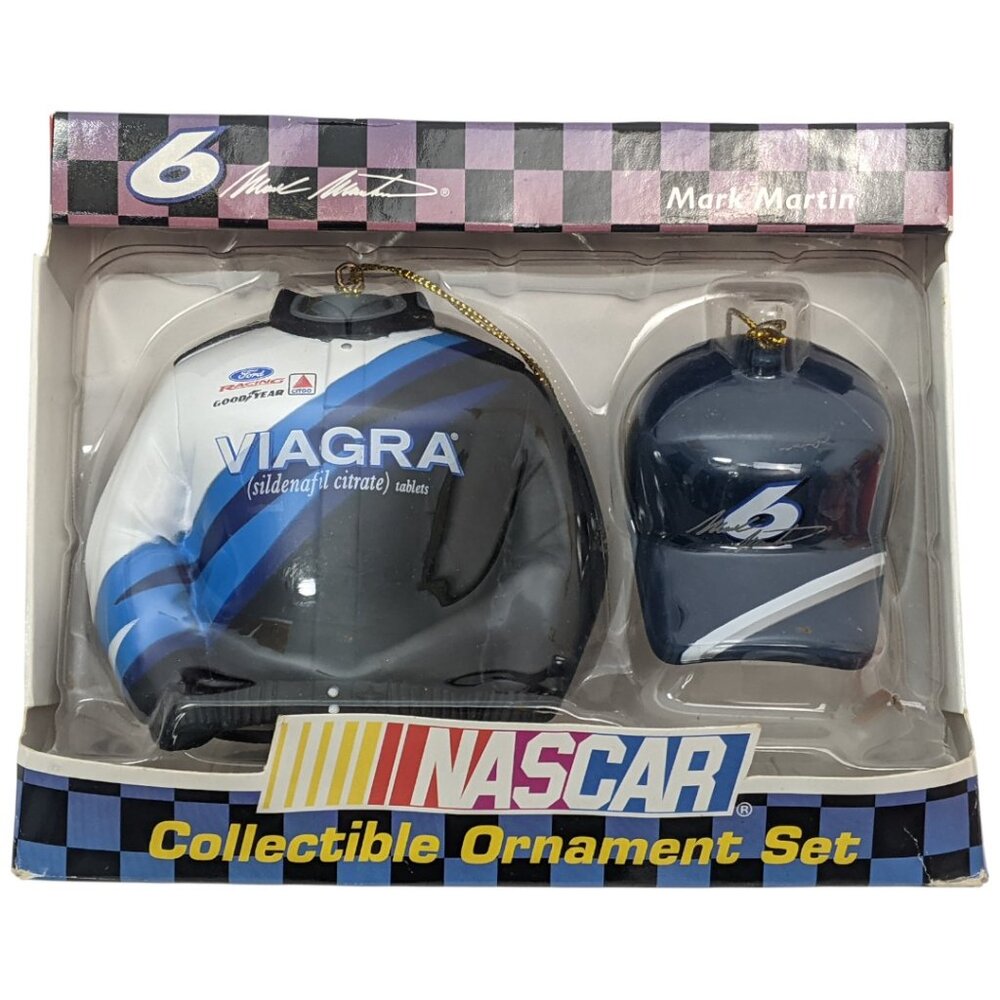 Nascar Christmas Ornament Mark Martin #6 Racing Jacket Hat 2pc Set
